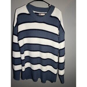 SO Brand Pullover Womens Sz XL Blue Striped Sweater Preppy Classic
